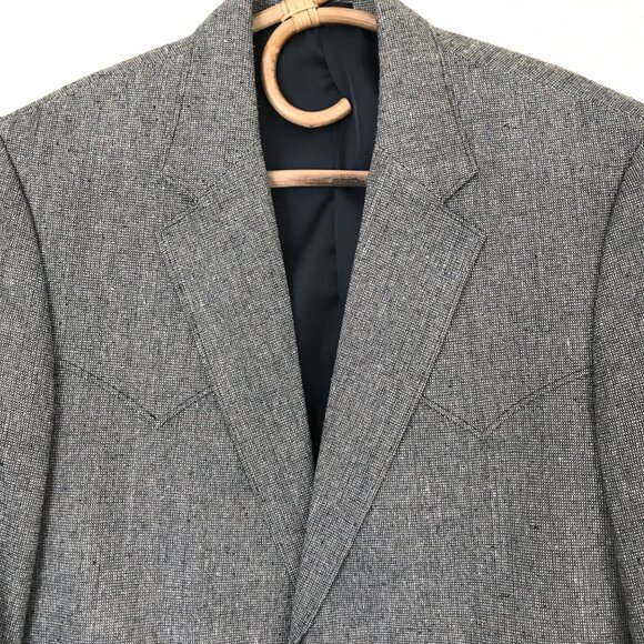 Vintage Circle S Gray Silk Tweed Western Ranch Blazer Jacket 42R Dallas - Picture 7 of 7
